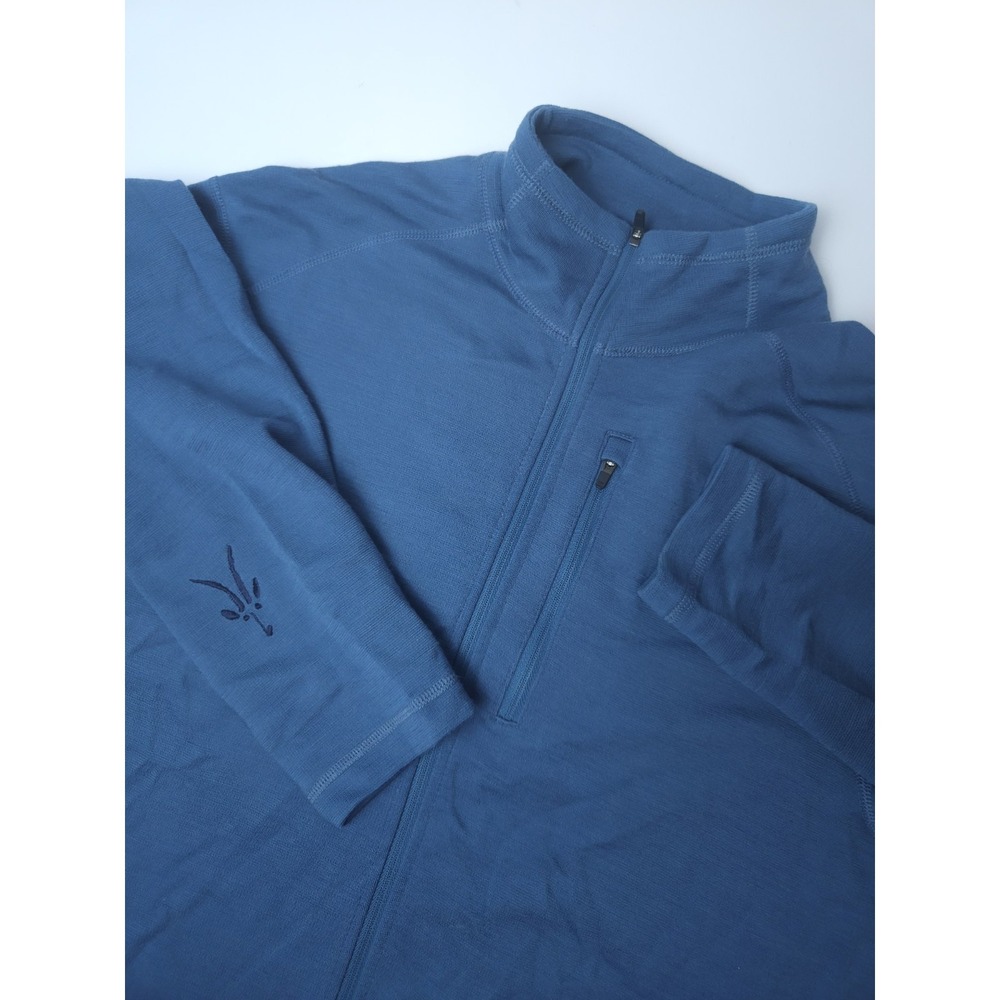 Ibex Men's Full Zip Merino Wool Made in USA Pullover Jacket Blue Large